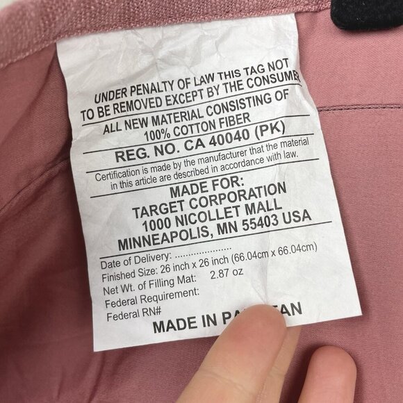 Casaluna Dusty Rose Quilted Pillow Cases Euro Shams Pink Linen Blend Square - Picture 5 of 11